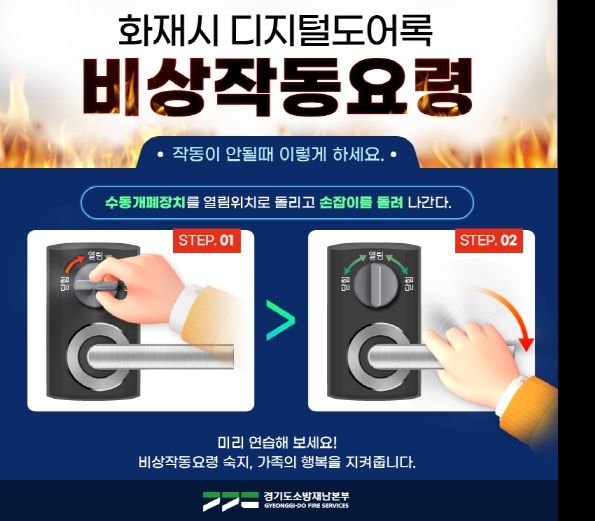 화재시 도어락 비상 작동 방법
