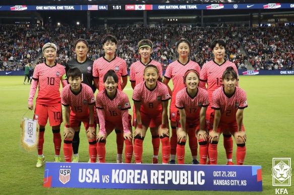 2021년 미국 원정 평가전 당시 여자대표팀