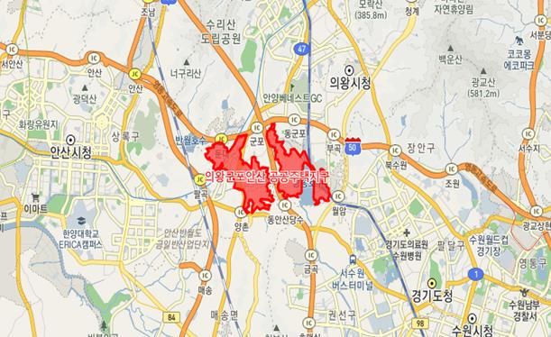 의왕군포안산 공공주택지구 위치도.(사진=안산도시공사 제공)