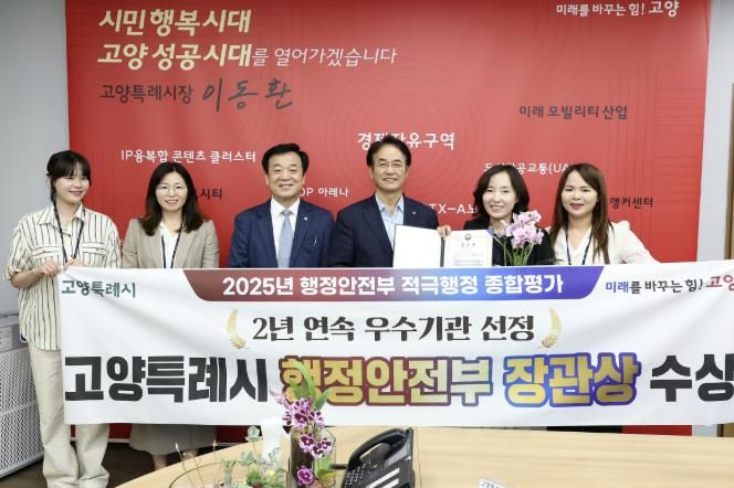 ‘2025 행정안전부 적극행정 종합평가’에서 장관상 수상으로 2년 연속 우수기관 선정