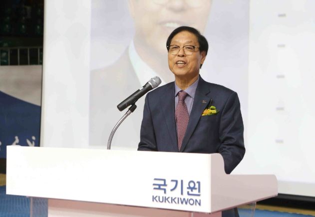 노순명 국기원 이사장이 취임사를 하고 있다.